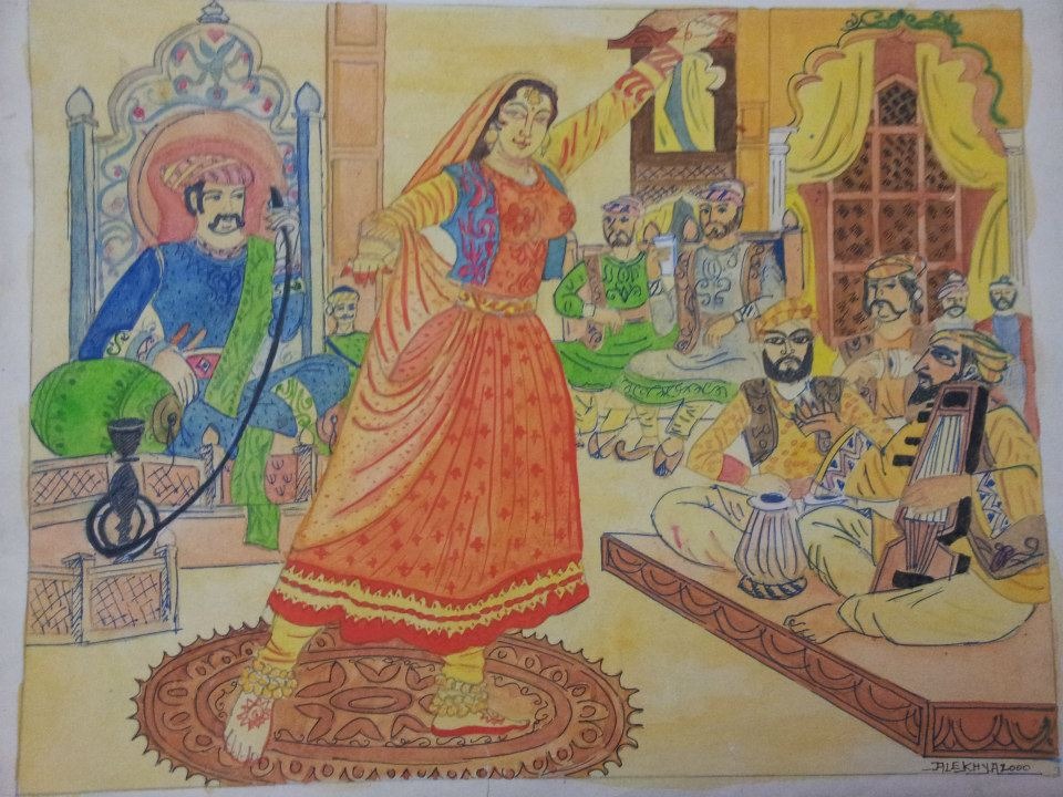 Mughal court watercolour by Alekhya